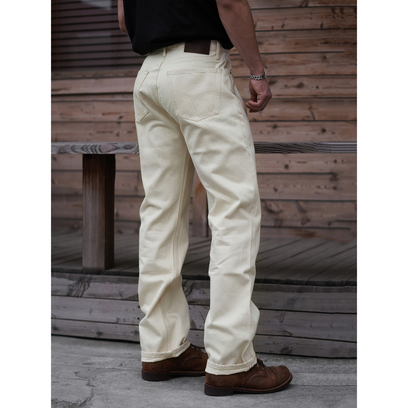 【Pokoplan】American-Made Kanglong Straight-Leg 13.5oz American Retro Vintage White Jeans