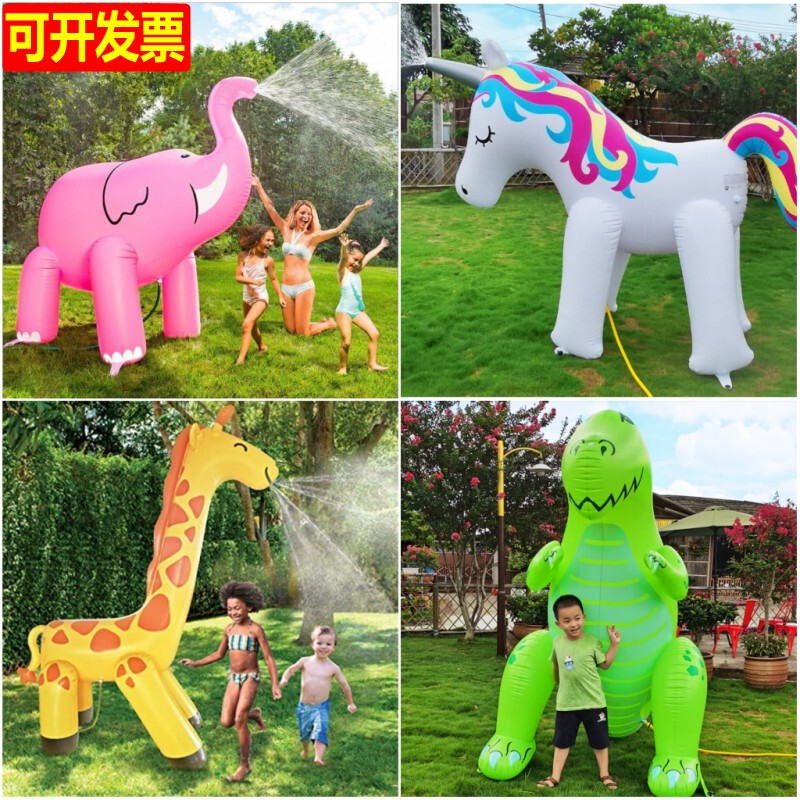 Large Giraffe Elephant Water Spray Toy Kindergarten Water Play Lawn Park Inflatable Dinosaur Unicorn Props