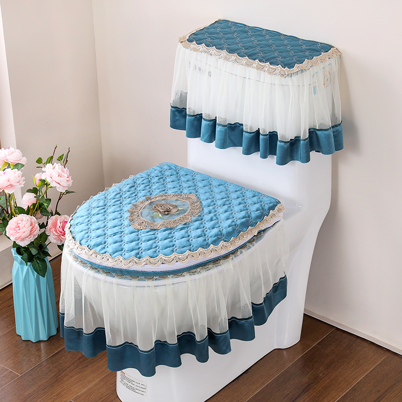 European-style lace toilet mat three-piece U-shaped toilet cover household universal zipper seat washer toilet cover