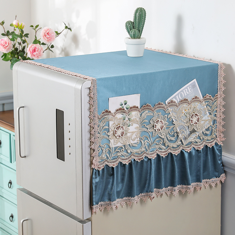 European-style refrigerator towel fabric lace washing machine cover towel household dust-proof refrigerator cover cloth drum washing machine universal towel