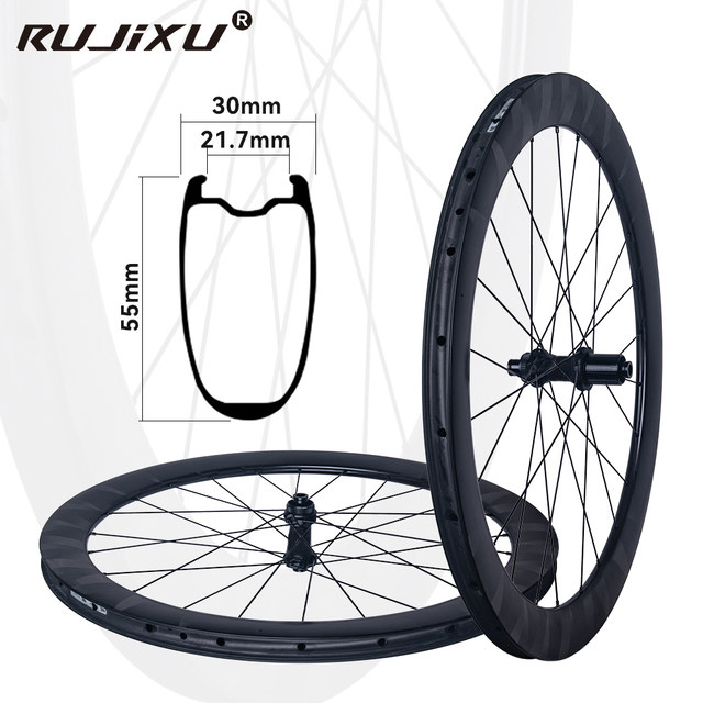 Rujixu 55mm Frame High Carbon Fiber Butterfly Pattern 36t Ratchet Disc Brake Wheelset Vacuum Integrated 8-12 Speed