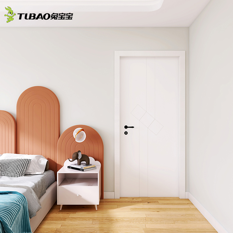 Baby rabbit solid wood door whole house ecological solid wood door interior door door soundproof room door custom bedroom door