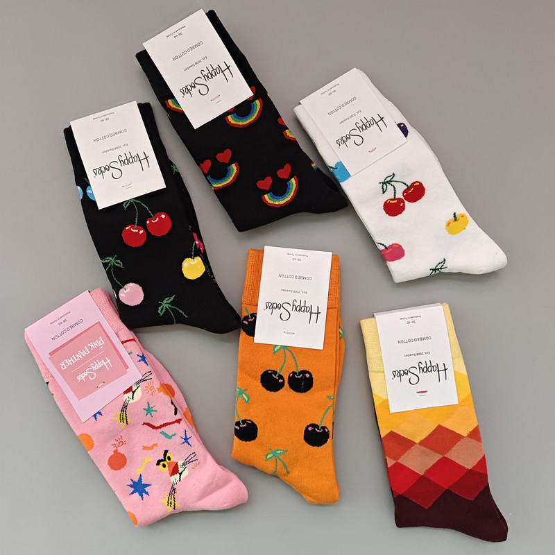 Happy Socks New Products Happy Socks European and American Trendy Happy Socks Women's Socks Fashionable and Unique Street Style
