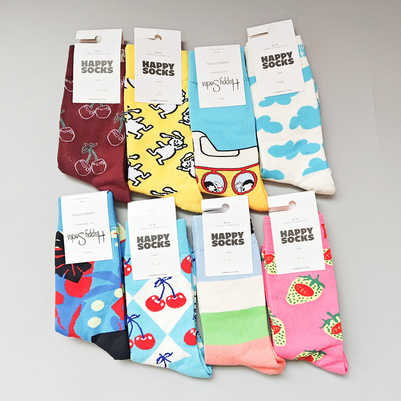 Happy Socks European and American Trendy Women's Socks Fashion Personality Street Style Mid-Calf Women's Trendy Socks