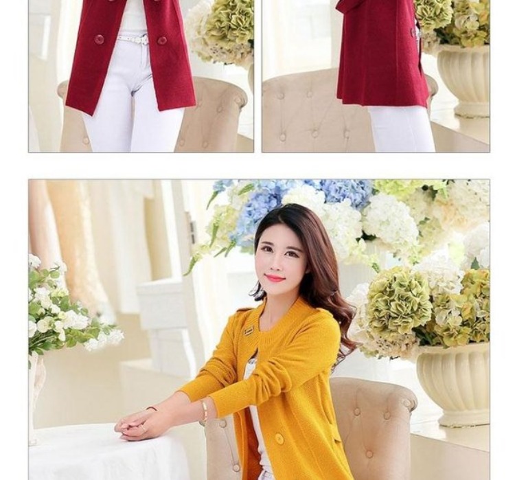 Phụ nữ trung niên mùa xuân và mùa thu đan áo len kích thước lớn mẹ tải áo len dài áo choàng len áo thun nữ trung niên