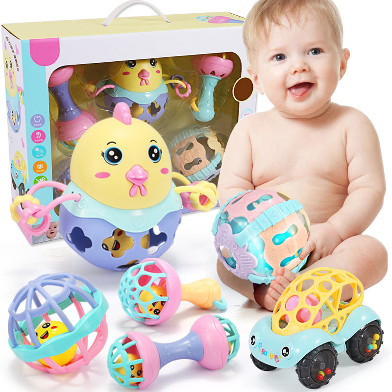 Baby Bell gear fixing device hand bell newborn educational toy 0-3-6-12 months baby 0-1 year old hand grip ball