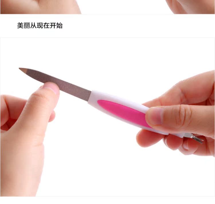 Công cụ làm móng kết hợp tập tin móng tay để da chết ngã ba thép không gỉ tập tin đầu đôi đa chức năng đánh bóng tập tin móng tay máy mài móng