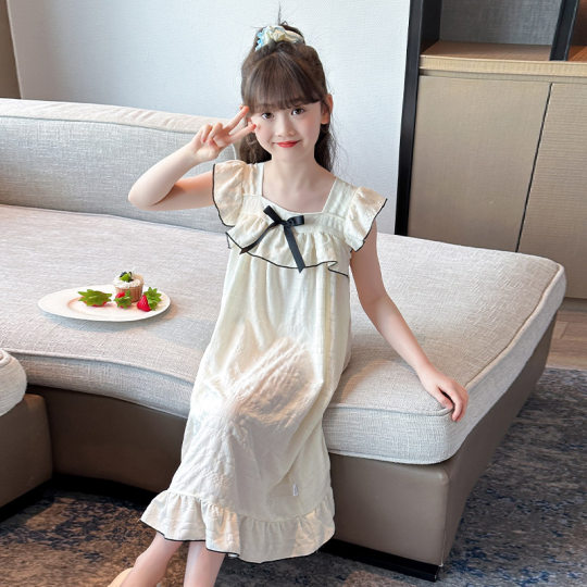 女童睡裙2025新款夏季睡衣薄款大童女孩儿童公主风吊带裙子家居服