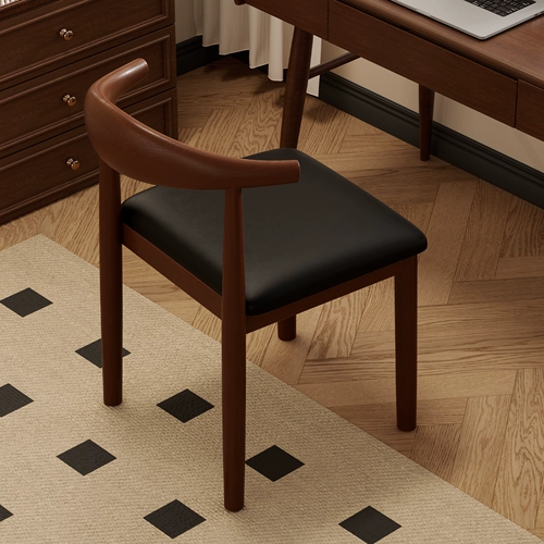 2025 компьютерный стул из цельного дерева, домашний стул со спинкой, удобное сиденье для учебы, сидячий чайный столик и стул, кресло из рога с мягкой оберткой