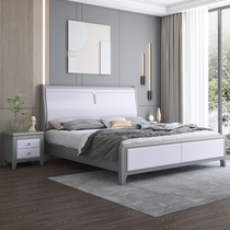  White solid wood bed Modern minimalist 1 8 meters double economical master bedroom wedding bed 1 5 light luxury wood bed factory direct sales