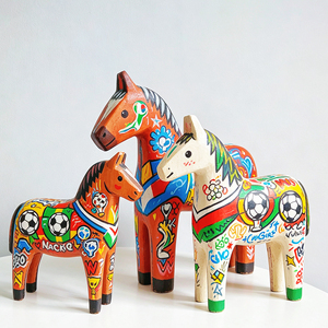 Intangible Cultural Heritage Wooden Horse Hand-Painted DIY Material Kit World Cup Themed Painting Activity Folk Experien