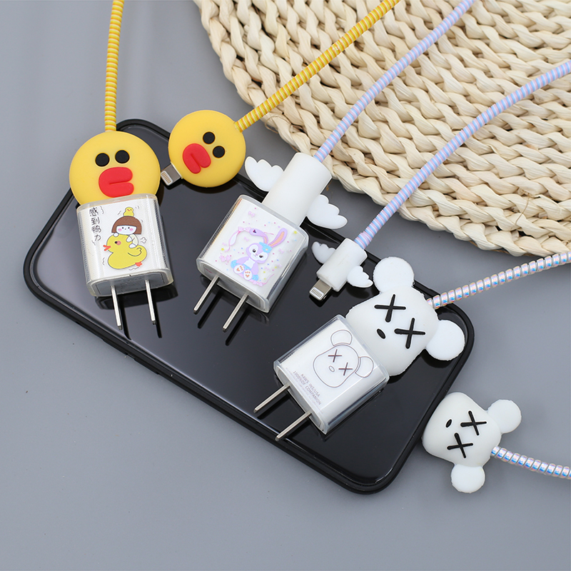 Suitable for Apple mobile phone xr xs max 8 7 data line protection line 5W charger Soft rubber shell protective cover