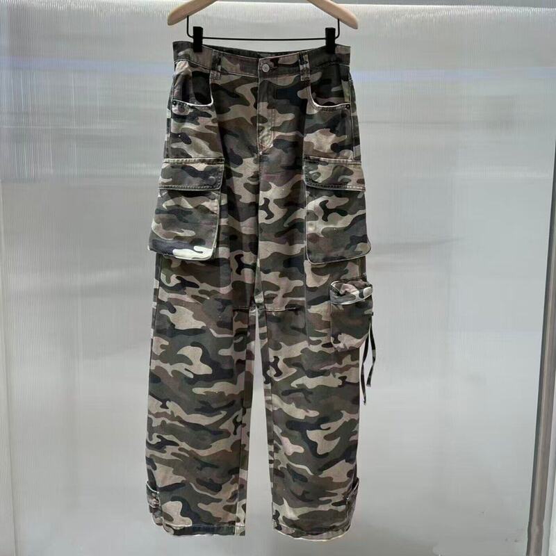 Mo2026 Genuine Summer New High-Waisted Colorful Cargo Pants for Women with Multiple Pockets and Jogger-Style Casual Pants Mbf2Jen036