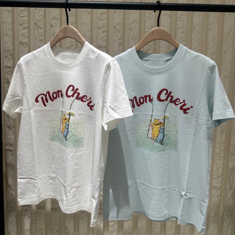 Mo2026 Genuine Summer New Product Round Neck Short-Sleeved T-Shirt Cute Pet Letter Print Loose Casual Mbf2Teet10