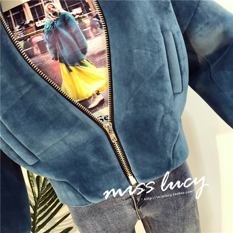 EE mùa thu và đông nữ 2018 mới Hồng Kông phong cách retro hoang dã dày vàng nhung bóng chày đồng phục ngắn áo nữ đẹp