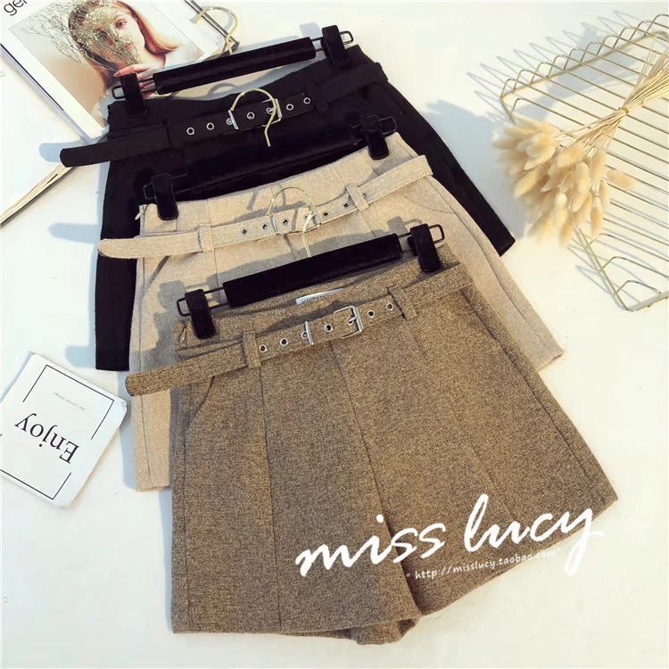Quần len nữ mùa thu đông mới phiên bản Hàn Quốc của quần lửng ống rộng cao hoang dã mặc quần ống rộng ống quần ống rộng quần ống rộng