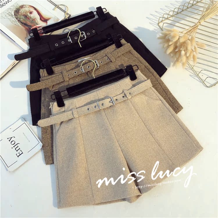 Quần len nữ mùa thu đông mới phiên bản Hàn Quốc của quần lửng ống rộng cao hoang dã mặc quần ống rộng ống quần ống rộng quần ống rộng quần tập gym cho nữ
