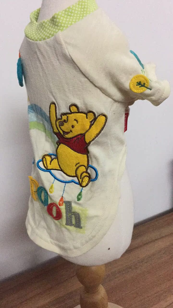 Quần áo thú cưng Nhật Bản Pooh bông vá tranh vẽ áo phông dễ thương Quần áo mùa xuân và mùa hè Chó lớn có một phần - Quần áo & phụ kiện thú cưng phụ kiện cho thú cưng