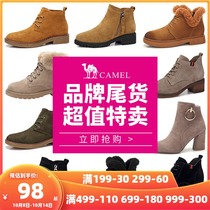 Camel womens shoes autumn and winter ladies leather plus velvet British style Martin boots