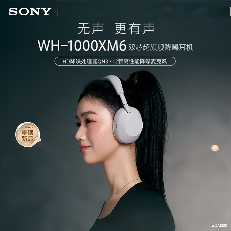 Sony Wh-1000Xm6 New Flagship Dual-Core Active Noise Reduction Head-Mounted Bluetooth Headset Xm6