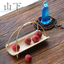 Bamboo dual-purpose tea dish original dried fruit dish snack shelf small basket fruit tray snack dish tea props ornaments