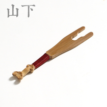 Bamboo Ruyi pot fork bamboo iron pot cover fork anti-hot cover clip kung fu tea set tea ceremony accessories retro bamboo fork pot insert