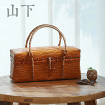 Bamboo woven bag ladies portable bamboo bag tea ceremony hand bag tea man Zen portable travel tea set storage bag pure handmade