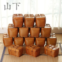 Anji Bamboo Woven Handicraft Portable Tea Box Bamboo Tea Bag Portable Tea Cage Tea Duct Accessories Containing and Finely Woven Bamboo Products