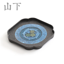 Enamel color metal pot tea tray Tea Sea dry bubble tea table purple sand raising pot support alloy pot pad water storage mini pot pad