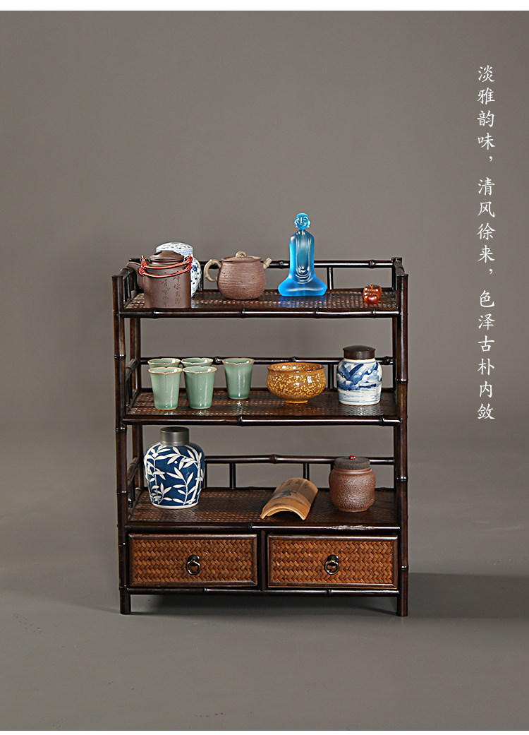 紫竹桌面茶棚竹制茶具收納架復古博古架茶杯茶壺展示架古玩菖蒲架|茶道