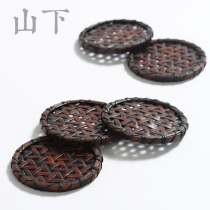 Handmade bamboo woven retro coaster insulation pot cushion purple sand pot cup tea cup anti-scalding pad kung fu dry bubble tea pad tea tray