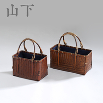Retro Bamboo Kit Day Style Handmade Bamboo Bag Handbags Tea Dau Zen portable tea set containing tea artier ladies bag