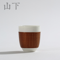 Intangible heritage handmade bamboo silk buckle porcelain cup porcelain body bamboo tea cup tea cup tea cup bamboo craft ceramic business gift Cup
