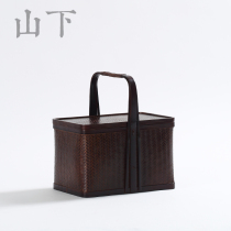 Japanese portable tea set storage box travel retro food box bamboo basket tea box candy Mid-Autumn Festival gift bamboo basket