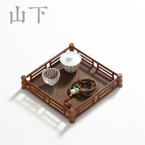 Tea set storage plate bamboo tray bamboo woven surface ancient writing plate tea tray elegant tea room tea plate Mountain hand work