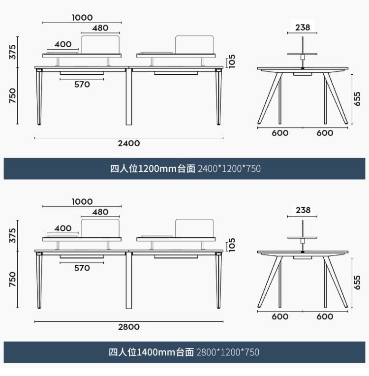 Baiyuan Lefu bàn ghế nhân viên văn phòng bàn bốn người bàn văn phòng hiện đại đơn giản