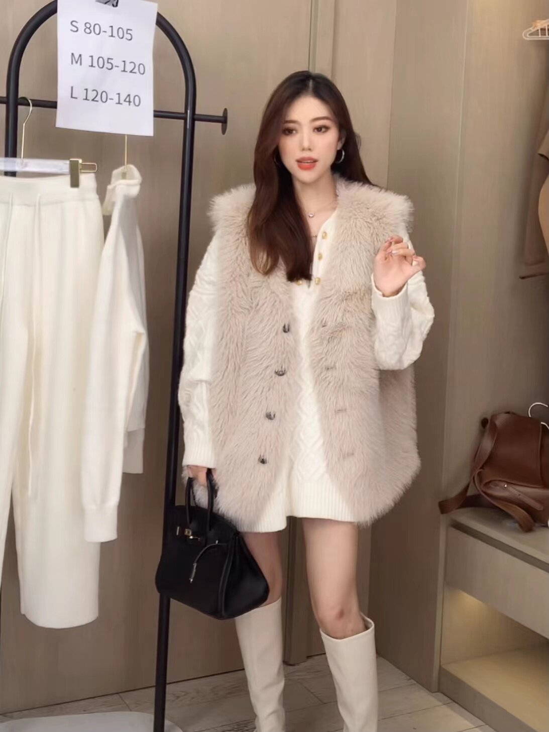 Elegant ladies eco-friendly fur mid-length vest 2021 winter short temperament fashion fur vest coat women