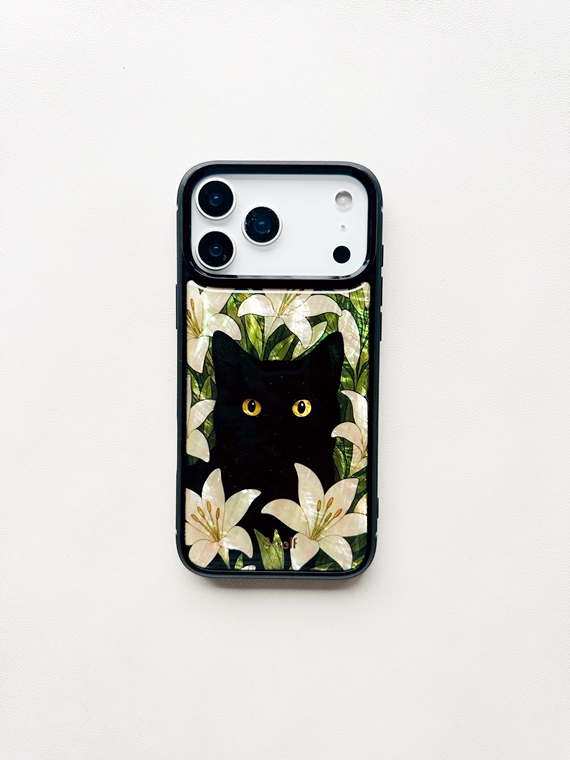 Red Floral Cat Art iPhone Case
