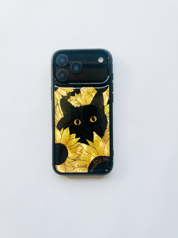 Red Floral Cat Art iPhone Case