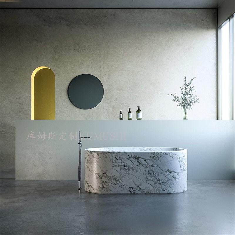 Natural Marble Integrated Bathtub, High-End Villa Bathroom Bathtub, Freestanding Stone Bathtub Natural Marble Integrated Bathtub, High-End Villa Bathroom Bathtub, Freestanding Stone Bathtub