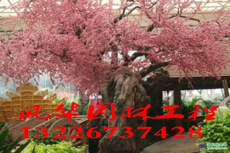 Custom artificial cave decoration indoor and outdoor fake trees, pillars, water imitation wood floor, ancient pavilion promenade flower stand