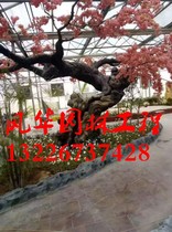 Custom indoor rockery water cave spectacle luxury hotel club fake tree decoration ancient promenade gazebo production
