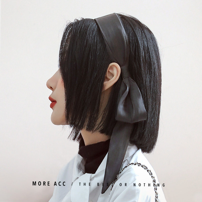 Back hanging hair band women's wild out simple Korean net red hair band Hair bundle bow streamer headdress hoop hair card