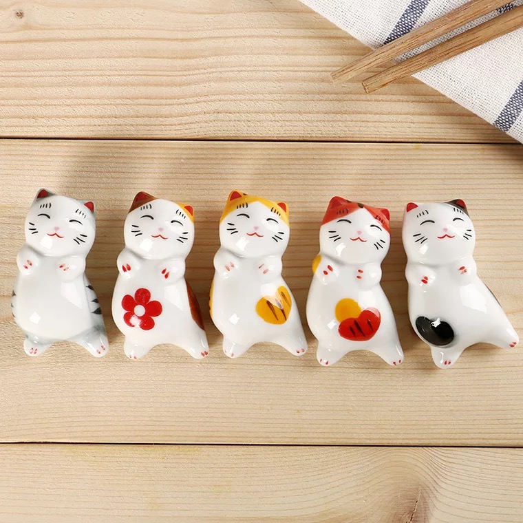 Japanese-style cat chopsticks holder cute animal pen holder household cartoon chopstick holder creative desktop decoration children's room decoration