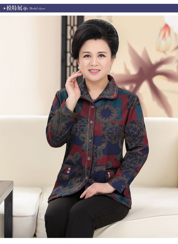 Áo sơ mi dài tay mùa xuân và mùa thu của phụ nữ áo khoác tuổi trung niên
