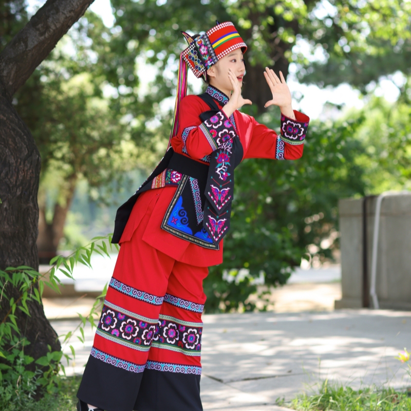 New Yi Shini Asma Women's Torch Festival Performance Ethnic Style Traditional Clothing Set Red Complete Set