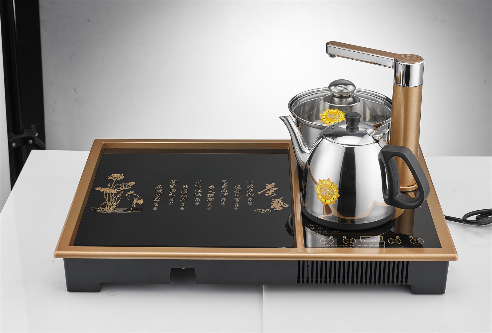 Ternostar J412 can be embedded in golden tea table kettle Kung fu tea quick pot full automatic tempered glass tea tray