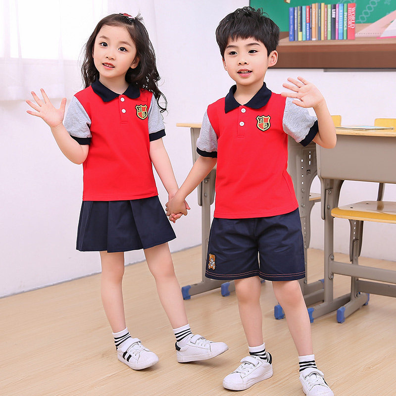Kindergarten uniforms summer suits primary school students school uniforms children's British style cotton class uniforms sportswear custom
