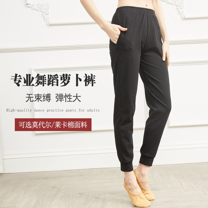 Dance pants women's practice clothing loose black bar pants Autumn and winter bodybuilding dance body velvet long rib pants