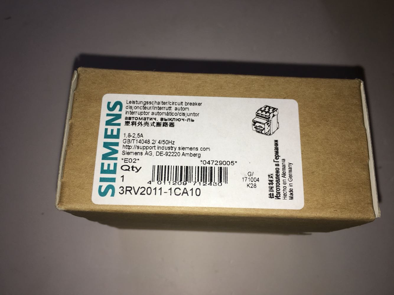 3RV2011-1CA10 Siemens circuit breaker spot (made in Germany) buyers bear the freight